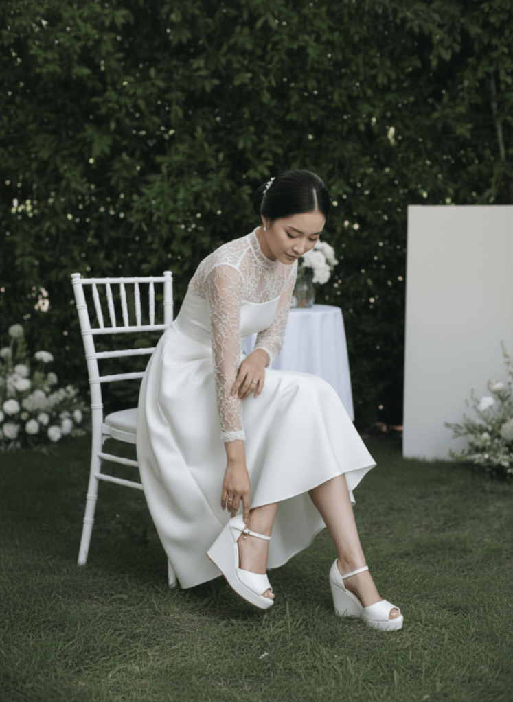รองเท้าส้นเตารีด Wedge heels เหมาะกับงานแต่ง Garden Wedding